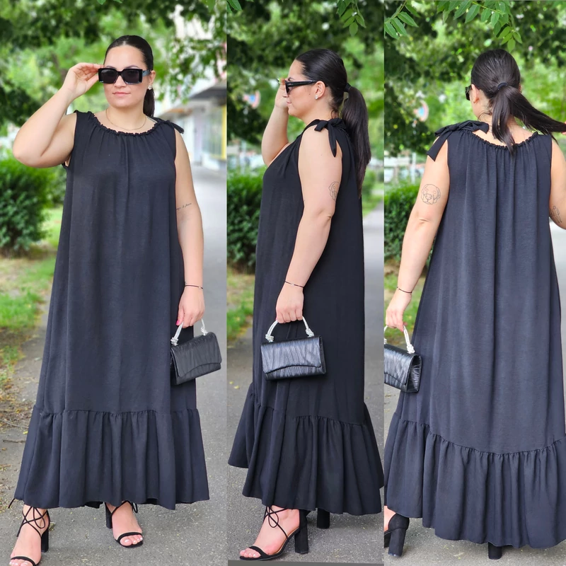 PLUS SIZE ujjatlan nyári ruha/fekete