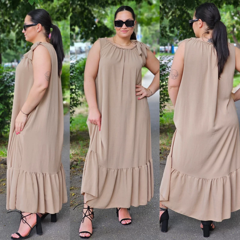 PLUS SIZE ujjatlan nyári ruha/beige