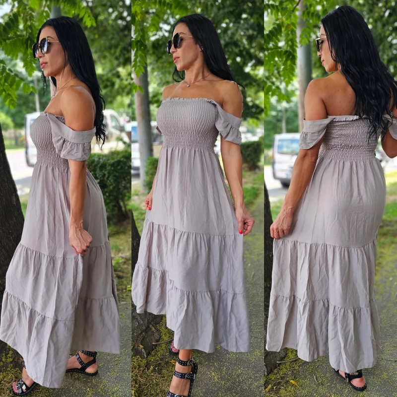 PAMUT-len anyagú beige nyári ruha