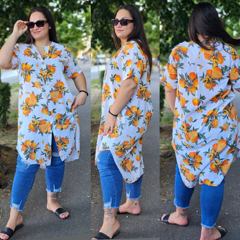 ORANGE akciós  pamut-len plus size tunika