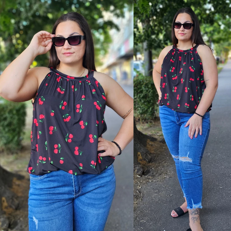 PLUS size akciós hideg selyem felső /L-XL/ cherry