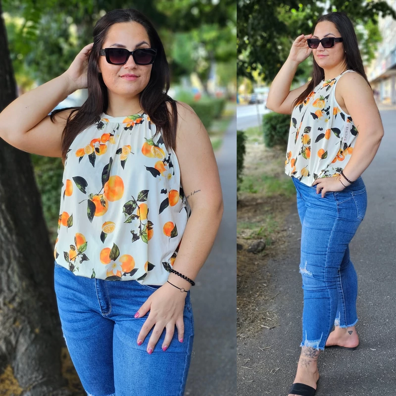 PLUS size akciós hideg selyem felső /L-XL/ orange