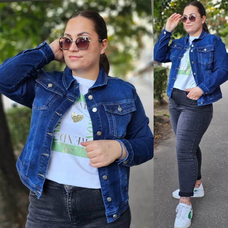 NAGYMÉRETŰ sötétkék farmer dzseki/2XL-6XL