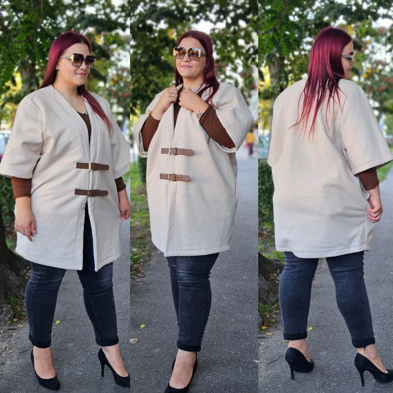 PLUS SIZE akciós szövet kabát/ bolero/világos beige PLUS SIZE akciós szövet kabát/ bolero/világos beige