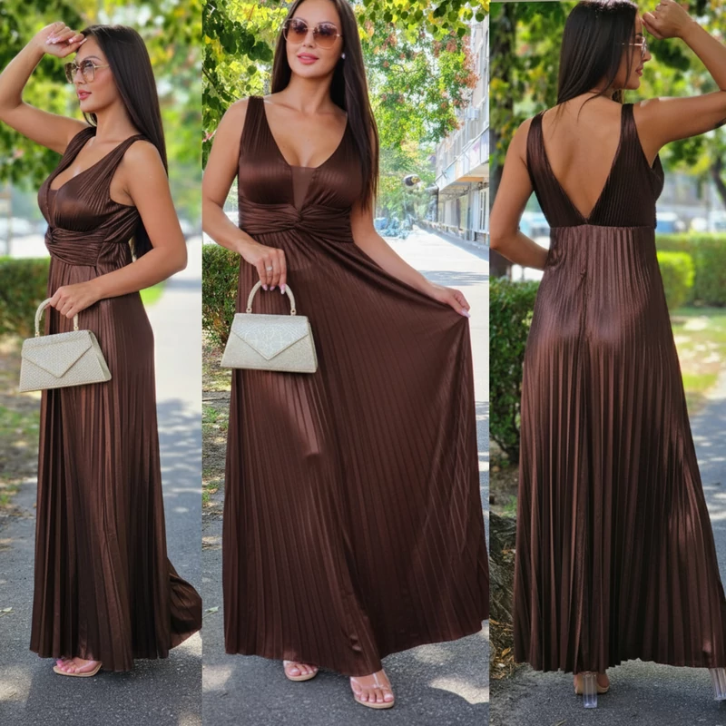HOLLY alkalmi maxi ruha/csokoládé