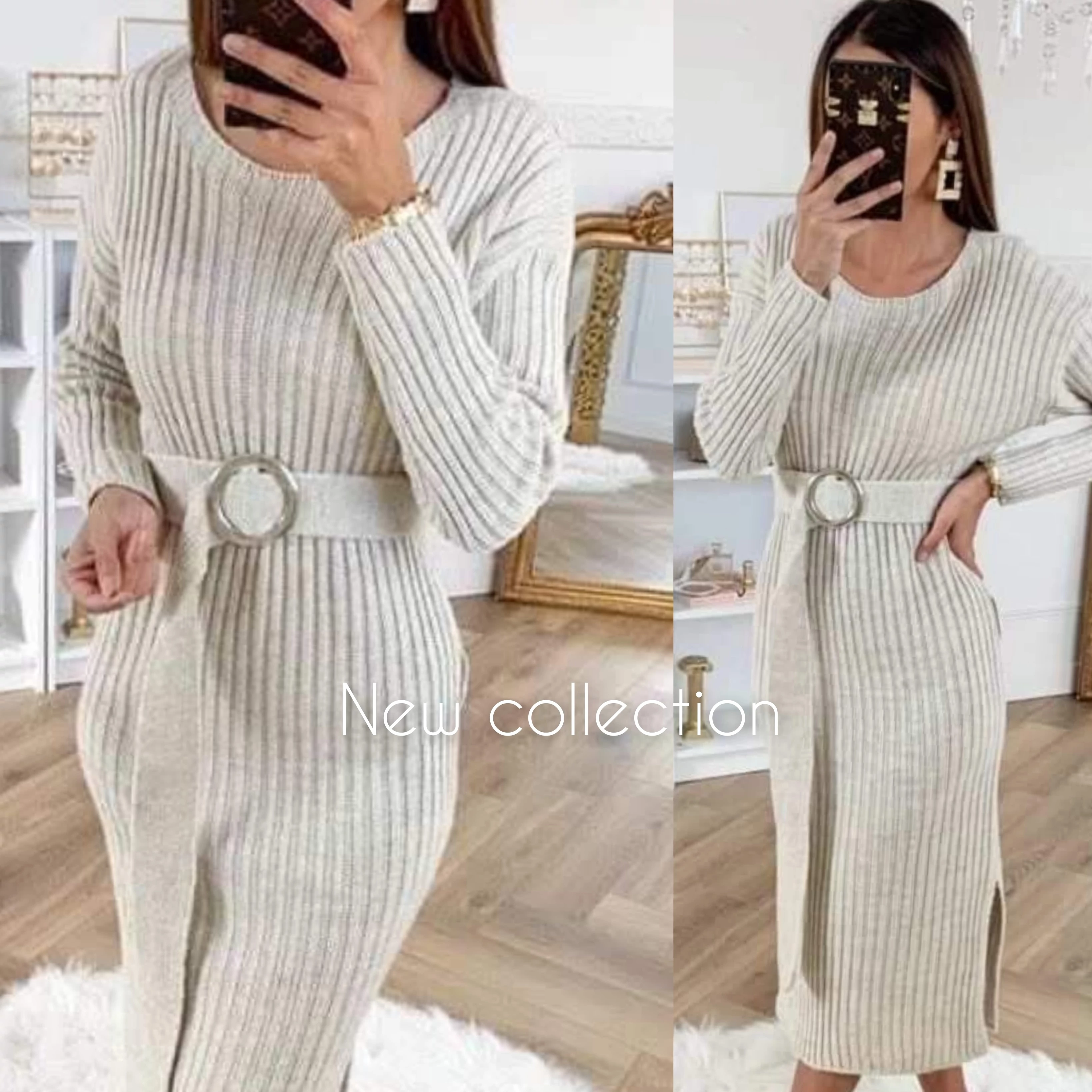 BEIGE kötött ruha