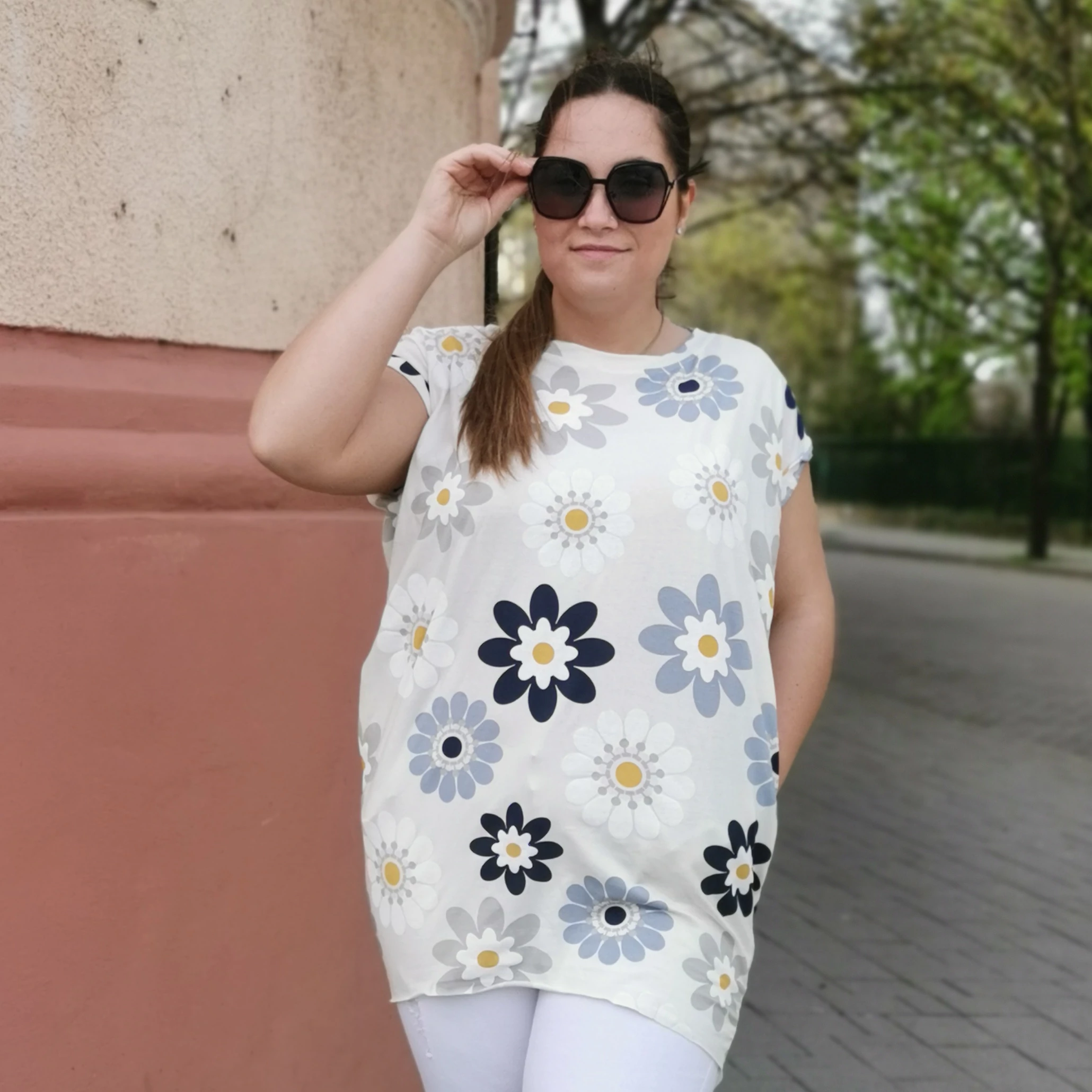 JANA virágos plus size ruha/tunika
