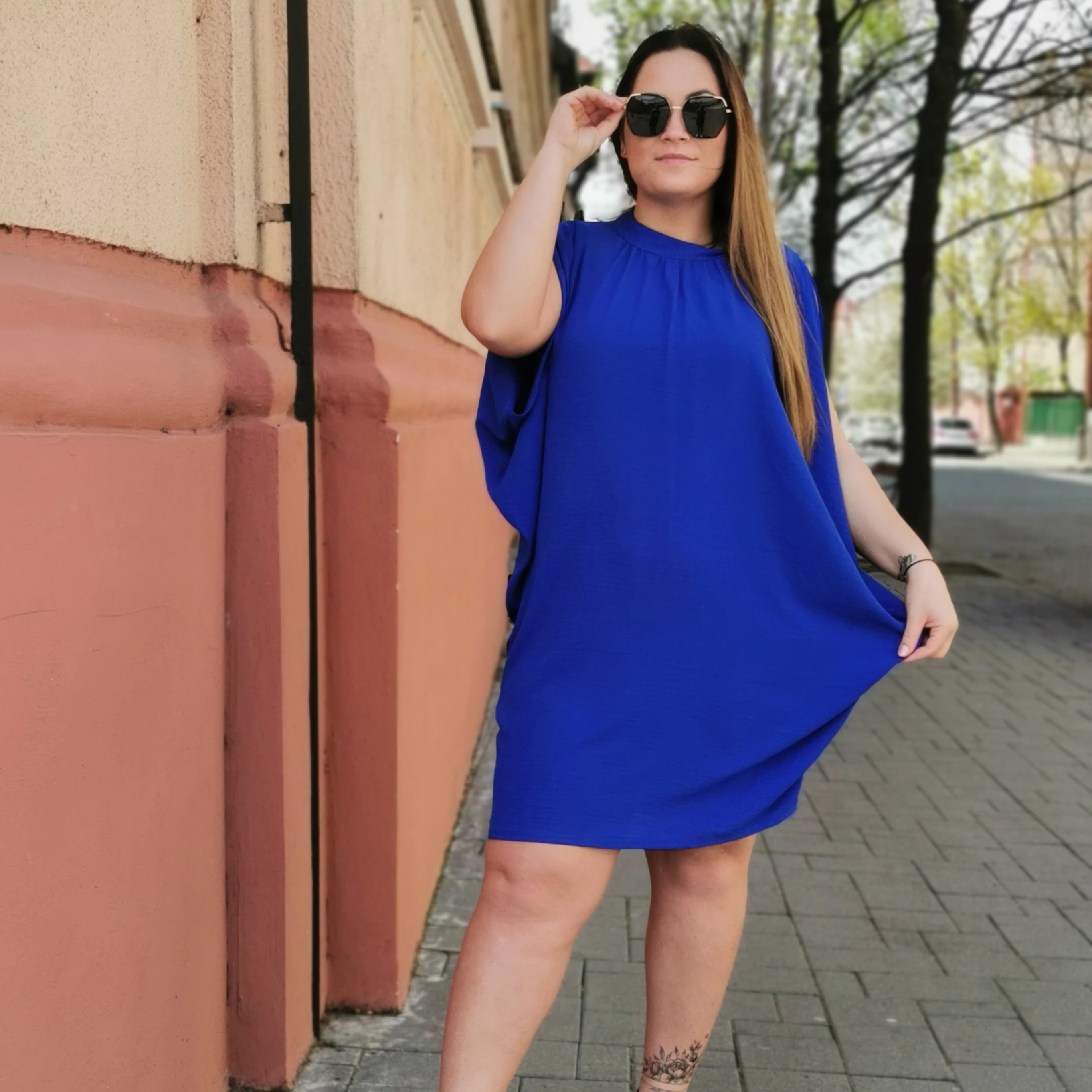 REA  királykék  plus size ruha/tunika