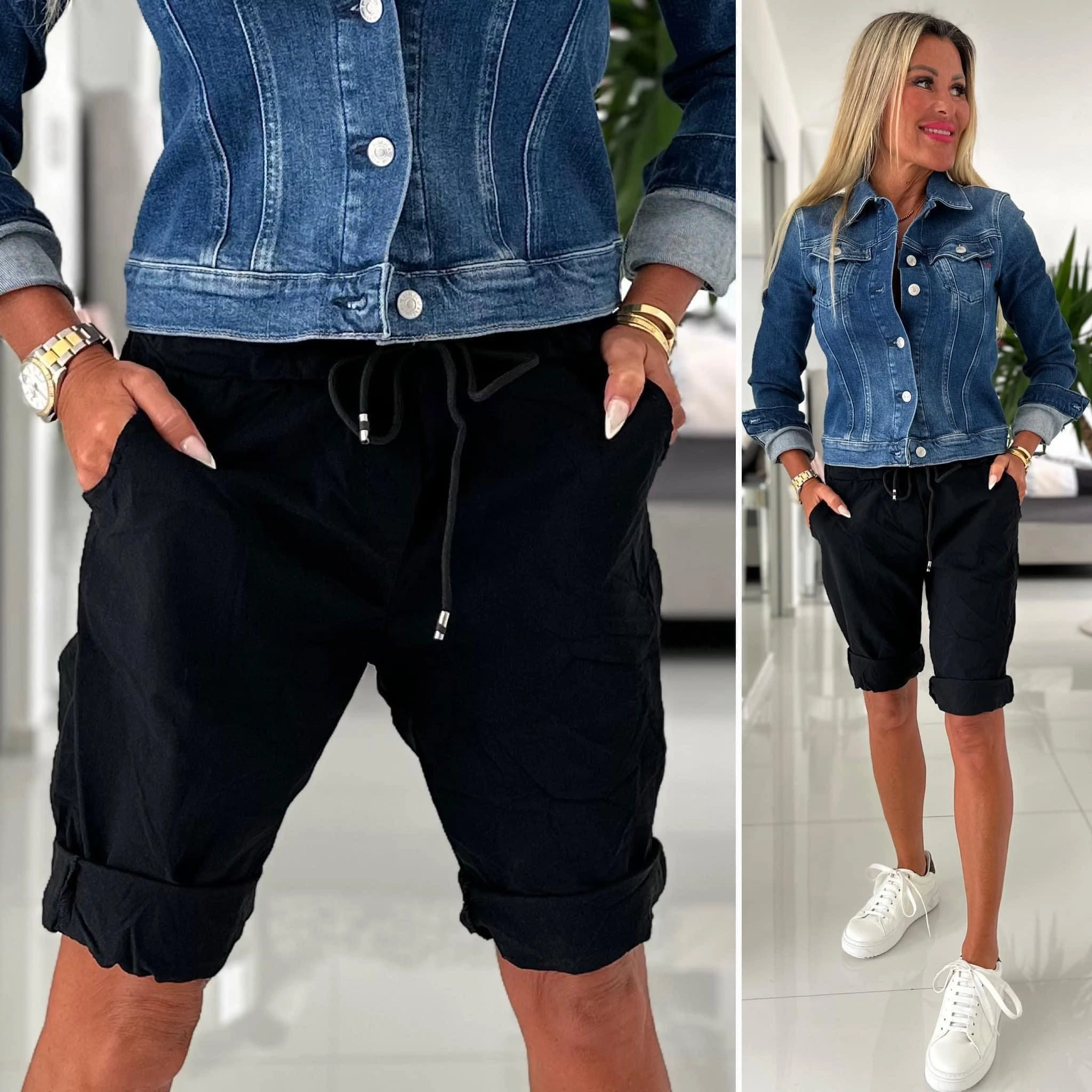 SÖTÉTKÉK megkötős short