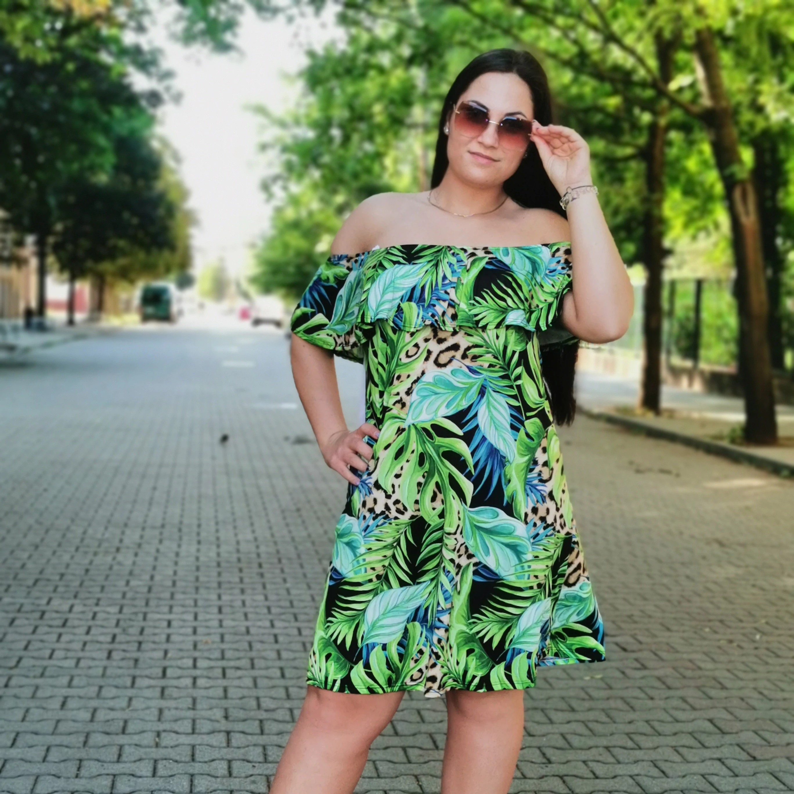 LEVÉL mintás plus size ruha