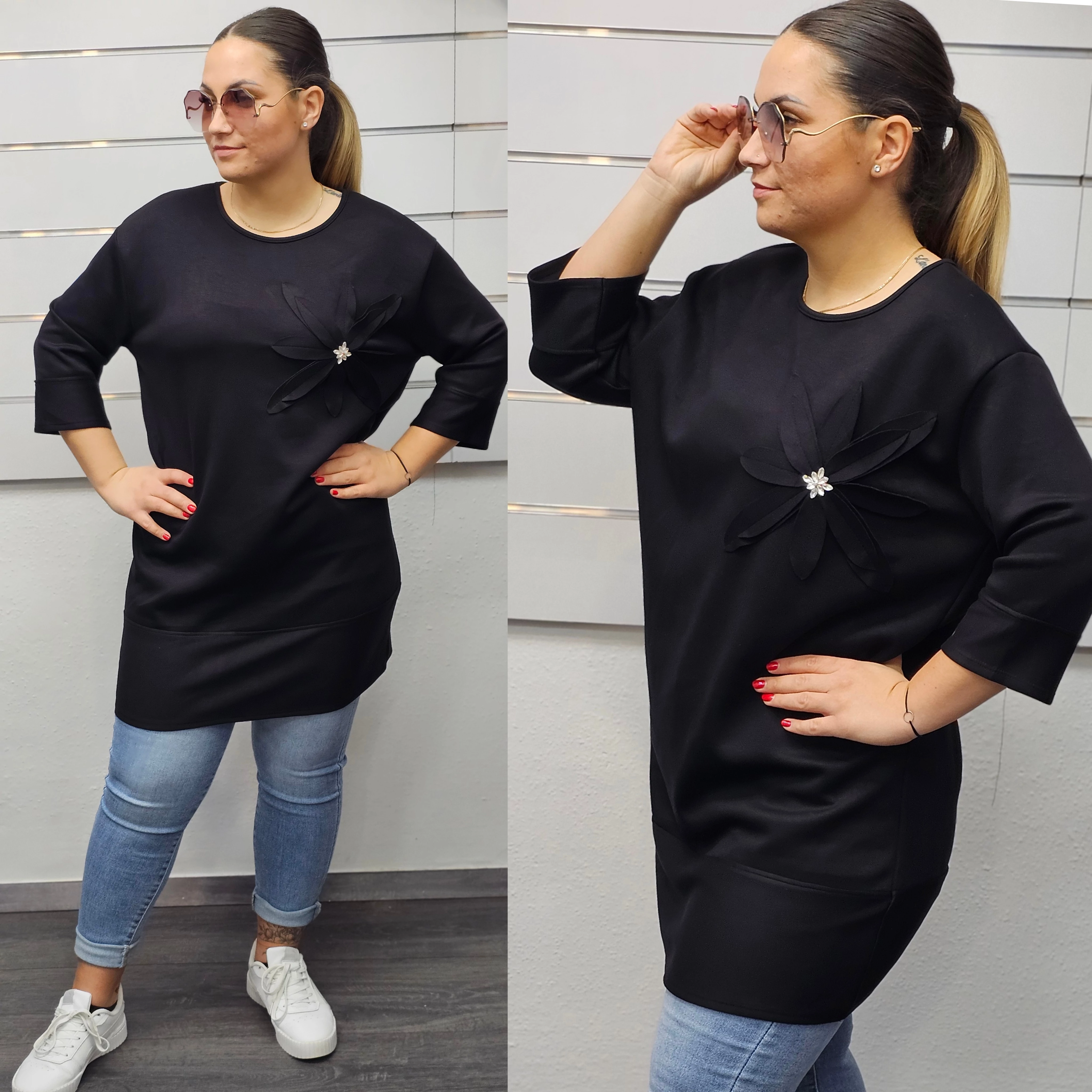 PRÉMIUM plus size tunika/ fekete