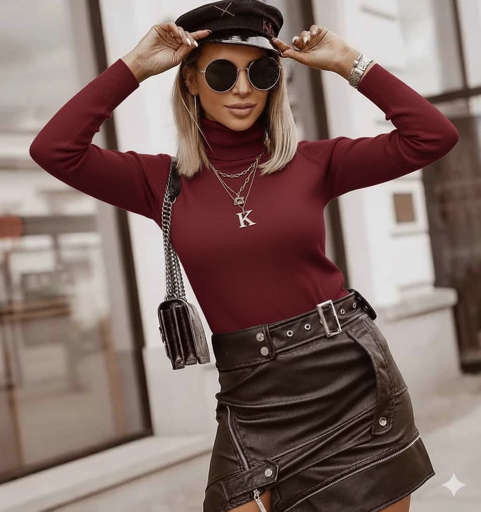 DANIELLA vékony kötött garbó/bordó