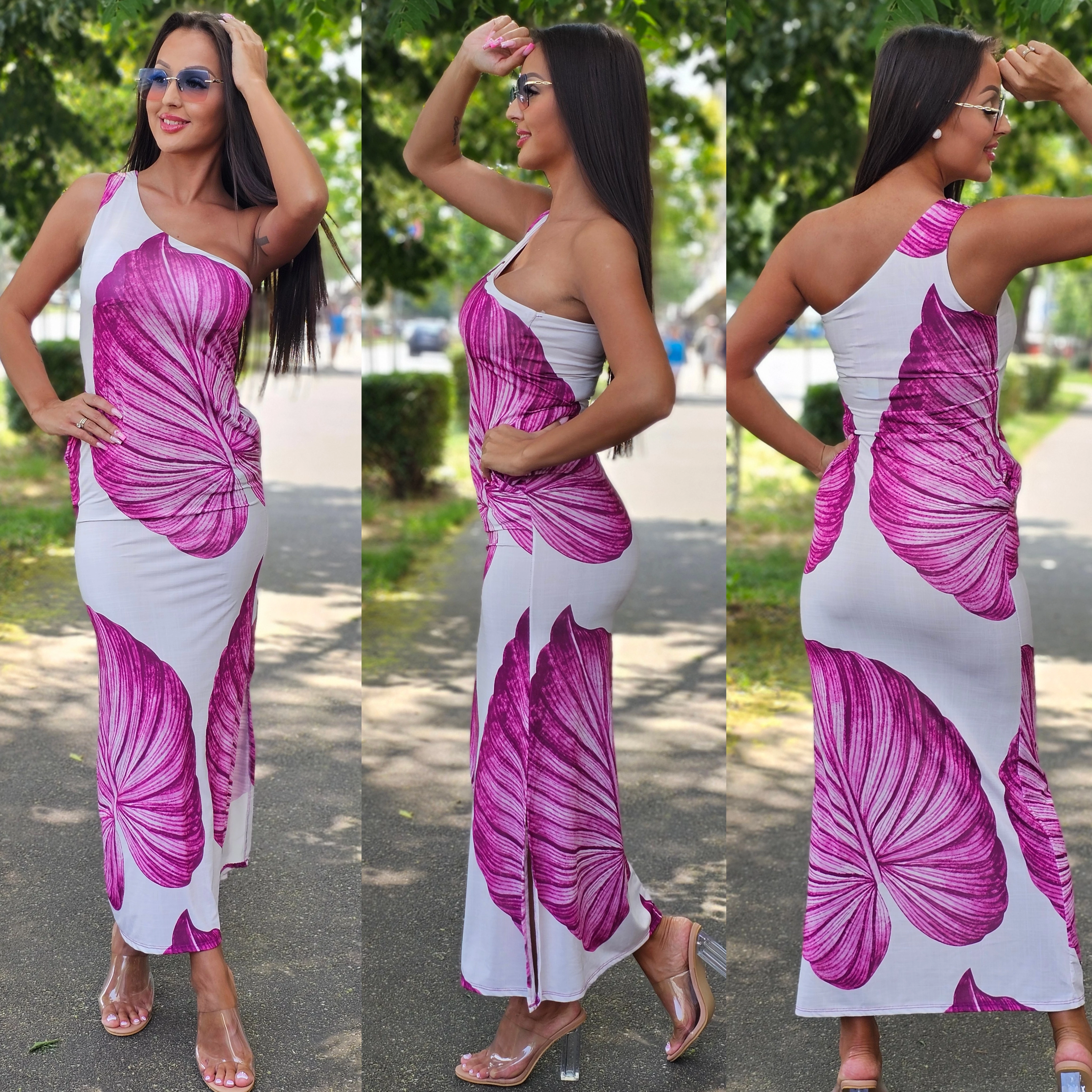 BARBY félvállas ruha/fuxia