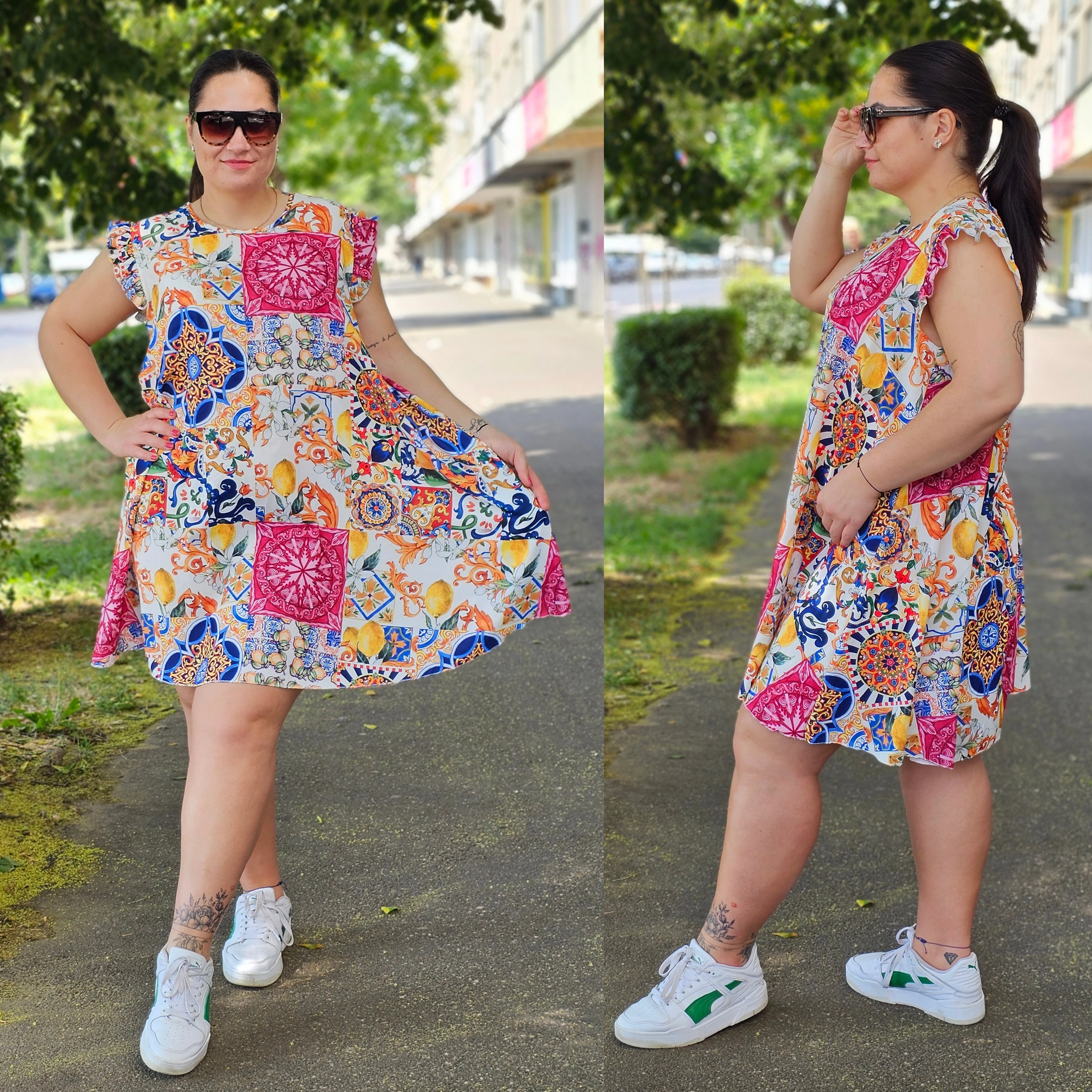 MALIBU fodros vállú plus size ruha