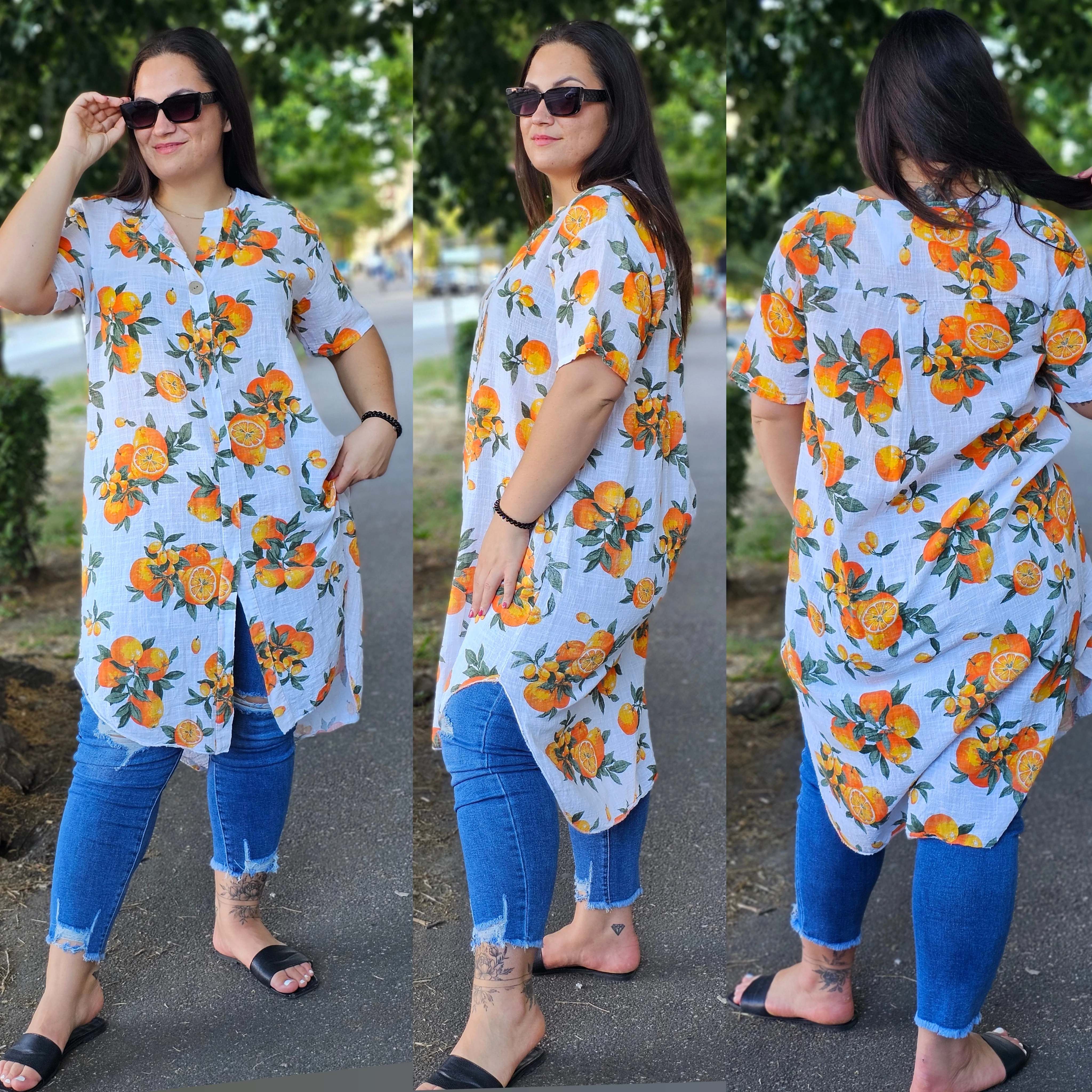 ORANGE akciós  pamut-len plus size tunika