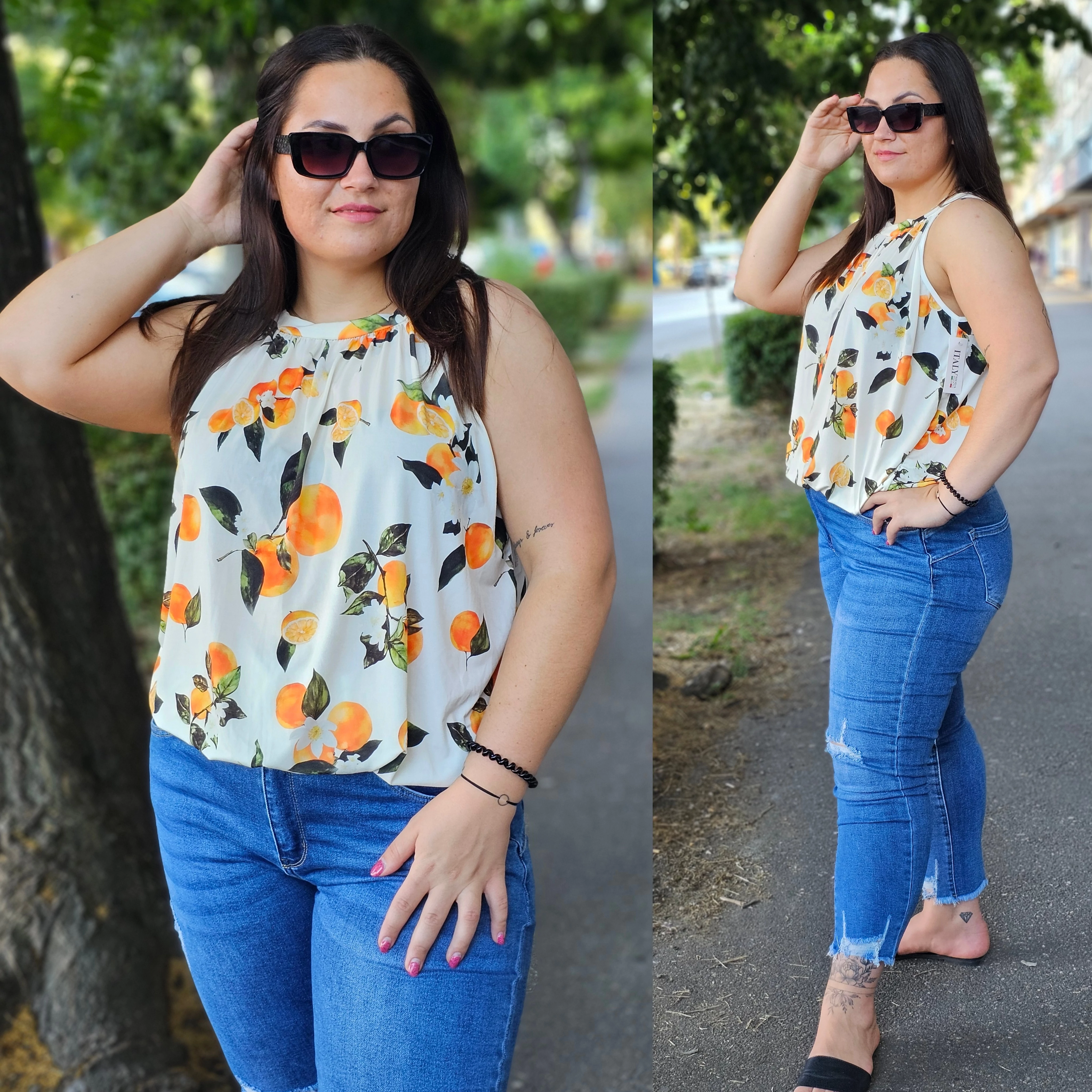 PLUS size akciós hideg selyem felső /L-XL/ orange