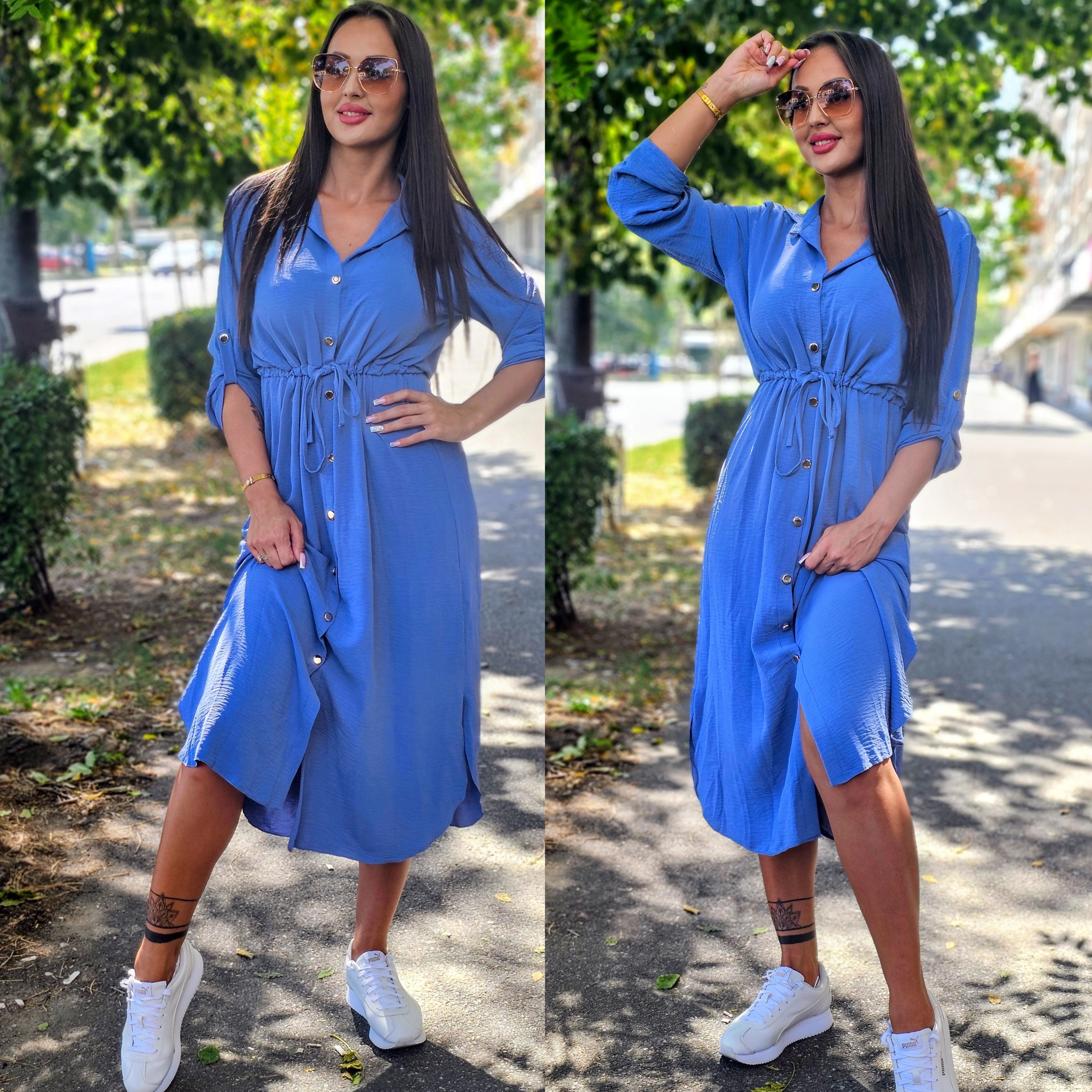 BARBY megkötős ingruha/farmer kék