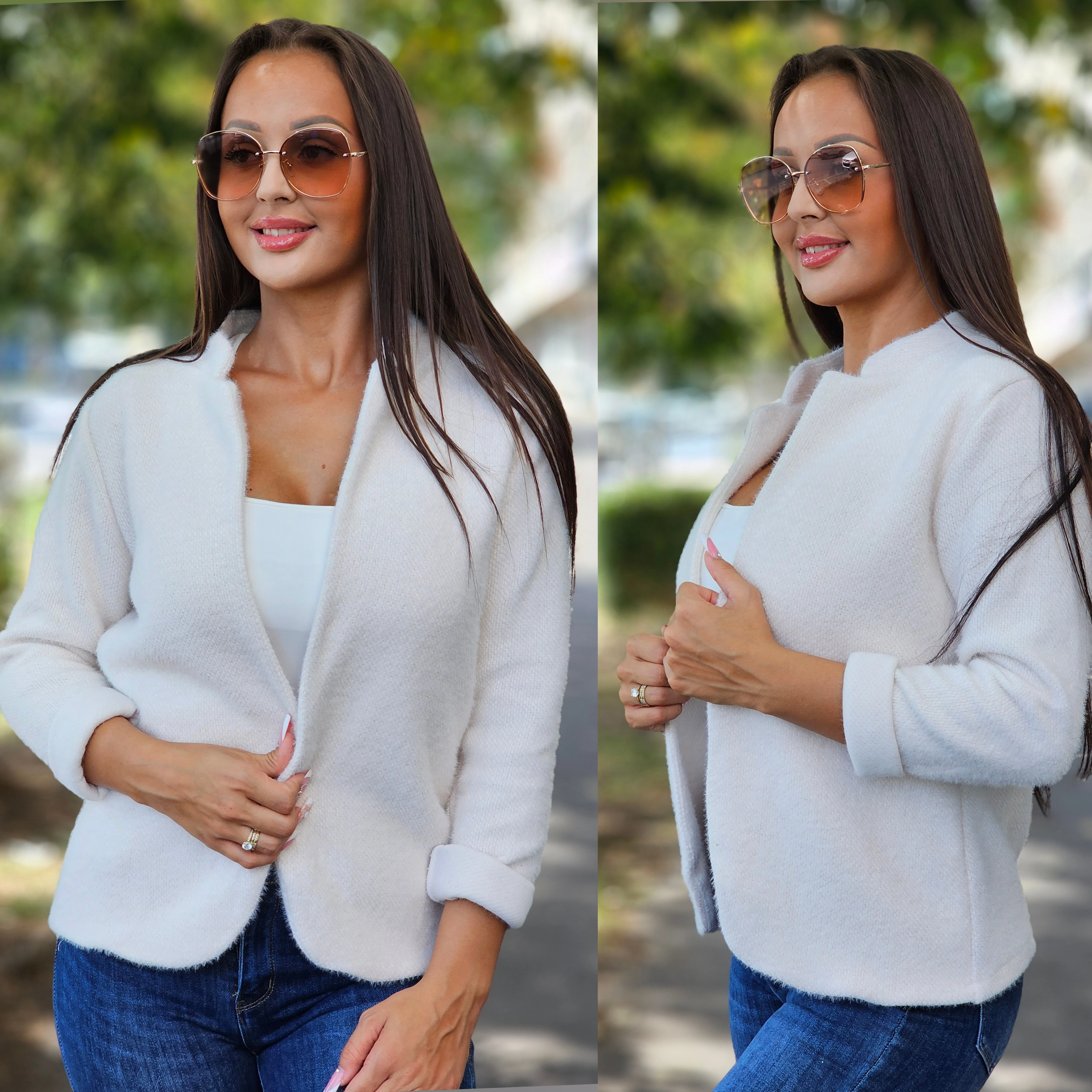 VILÁGOS beige mohair bolero/blézer