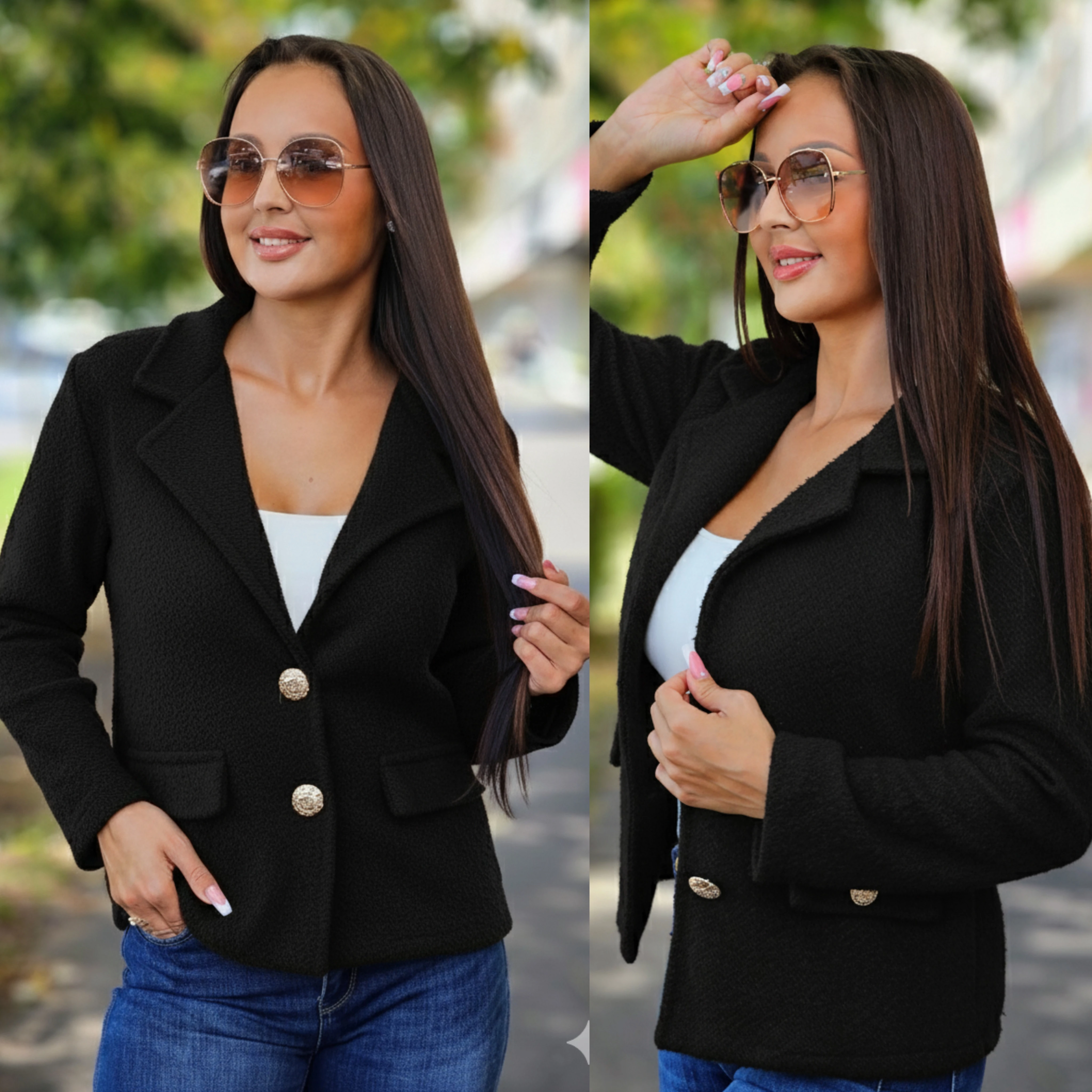 FEKETE mohair /blézer/kabátka/ S-XXL